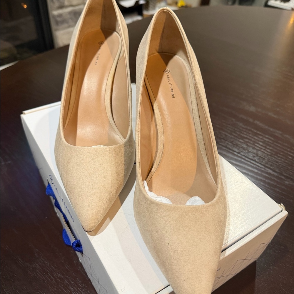 Call It Spring Beige Heels - Picture 2 of 4